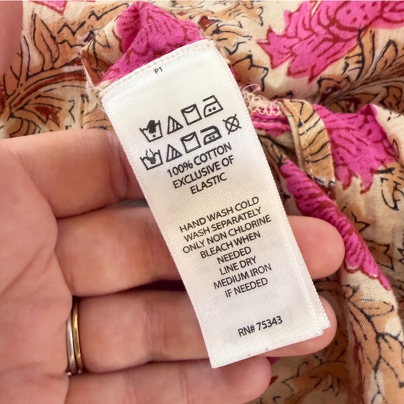 Rachel Zoe Shirt Womens XL Indian Cotton Pink Boho Block Print - Picture 6 of 7